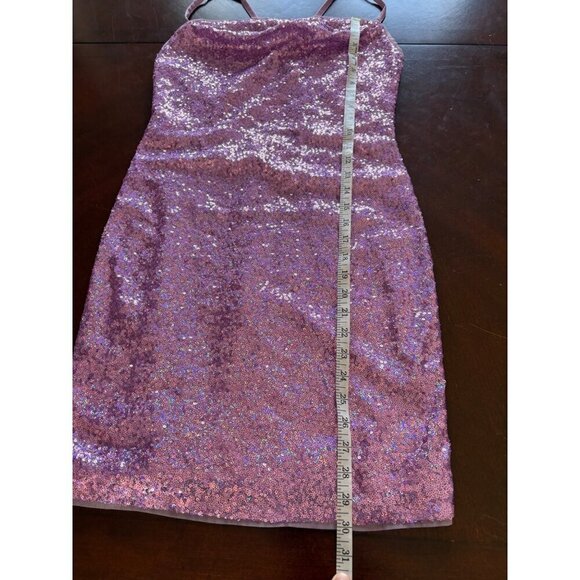 BCBGMAXAZRIA NWT Purple Sequin Cowl Neck Mini Party Dress Size Small Homecoming - Picture 12 of 14